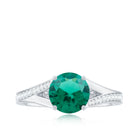 Rosec Jewels-Certified 8 mm Lab Grown Emerald Split Shank Engagement Ring with Diamond