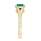Rosec Jewels-Certified 8 mm Lab Grown Emerald Split Shank Engagement Ring with Diamond