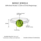 Natural Peridot Solitaire Engagement Ring with Diamond Side Stones Peridot - ( AAA ) - Quality - Rosec Jewels