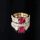 2.3 Carat Lab Created Ruby Bridal Ring Set with Moissanite AAAA - Rosec Jewels