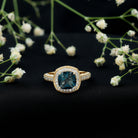 8 mm Cushion Cut London Blue Topaz Halo Engagement Ring with Diamond AAA - Rosec Jewels
