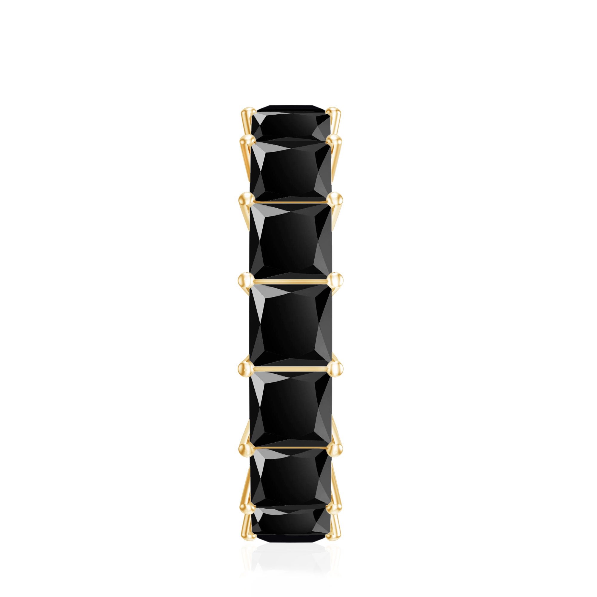 Princess Cut Black Onyx Wedding Band in Shared Prong Setting AAA - Rosec Jewels