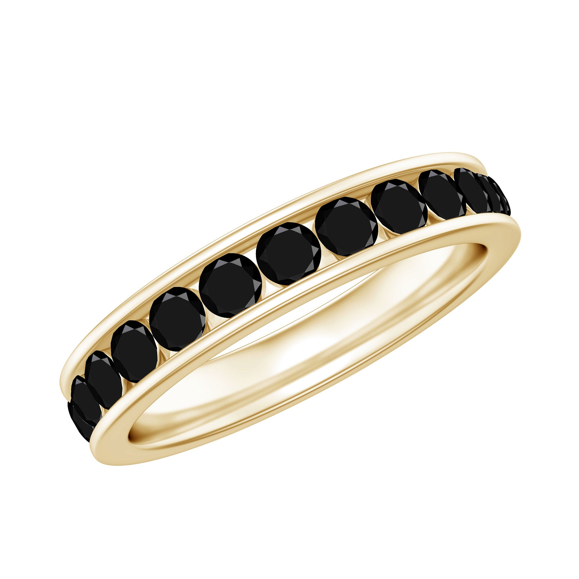Natural Channel Set Black Spinel Eternity Ring for Anniversary AAA - Rosec Jewels