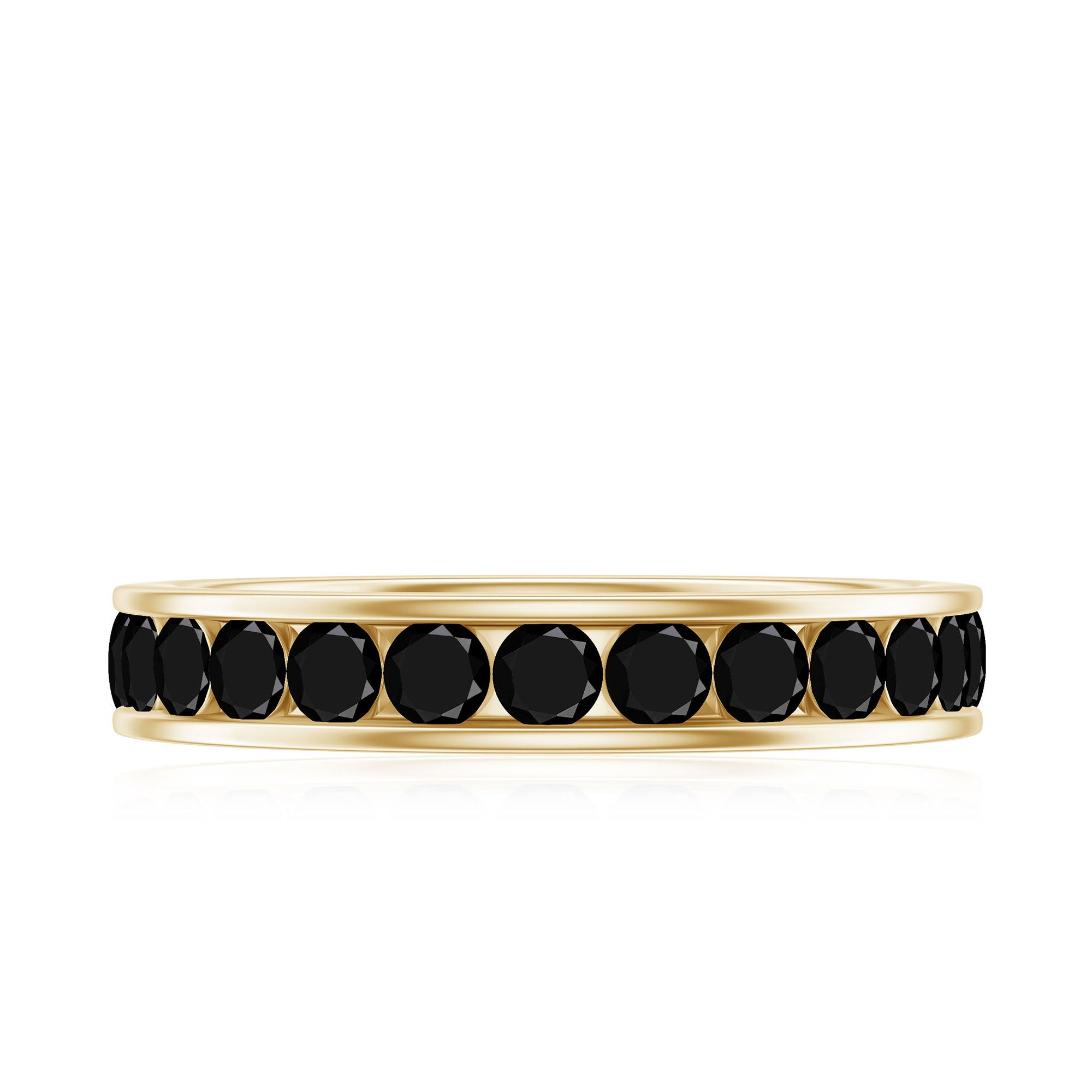 Natural Channel Set Black Spinel Eternity Ring for Anniversary AAA - Rosec Jewels