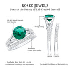 Designer Lab Grown Emerald Engagement Ring with Wedding Band AAAA - Rosec Jewels