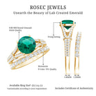 Designer Lab Grown Emerald Engagement Ring with Wedding Band AAAA - Rosec Jewels