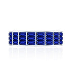 Channel Set Lab Grown Blue Sapphire Wide Eternity Band Ring AAAA - Rosec Jewels