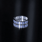 Baguette Cut Lab Created Blue Sapphire Double Row Wedding Band AAAA - Rosec Jewels