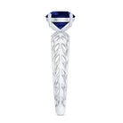 AAAA Quality Lab Created Blue Sapphire Solitaire Ring with Filigree Shank AAAA - Rosec Jewels