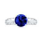 AAAA Quality Lab Created Blue Sapphire Solitaire Ring with Filigree Shank AAAA - Rosec Jewels