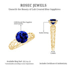 AAAA Quality Lab Created Blue Sapphire Solitaire Ring with Filigree Shank AAAA - Rosec Jewels