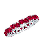 3 Carat Lab Created Ruby Heart Eternity Band Ring AAAA - Rosec Jewels