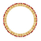 Claw Set Created Ruby Heart Eternity Band Ring in Gold Lab Created Ruby - ( AAAA ) - Quality - Rosec Jewels