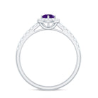 Real Amethyst Promise Ring with Diamond Halo AAA - Rosec Jewels
