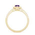 Real Amethyst Promise Ring with Diamond Halo AAA - Rosec Jewels
