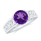 Vintage Looking 1.2 Carat Amethyst Celtic Engagement Ring with Surprise Diamond AAA - Rosec Jewels