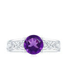 Vintage Looking 1.2 Carat Amethyst Celtic Engagement Ring with Surprise Diamond AAA - Rosec Jewels