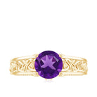 Vintage Looking 1.2 Carat Amethyst Celtic Engagement Ring with Surprise Diamond AAA - Rosec Jewels