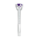 Minimal Amethyst Engagement Ring with Diamond AAA - Rosec Jewels