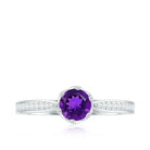 Minimal Amethyst Engagement Ring with Diamond AAA - Rosec Jewels
