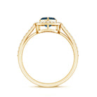 Heart Shaped London Blue Topaz Engagement Ring with Diamond Halo AAA - Rosec Jewels