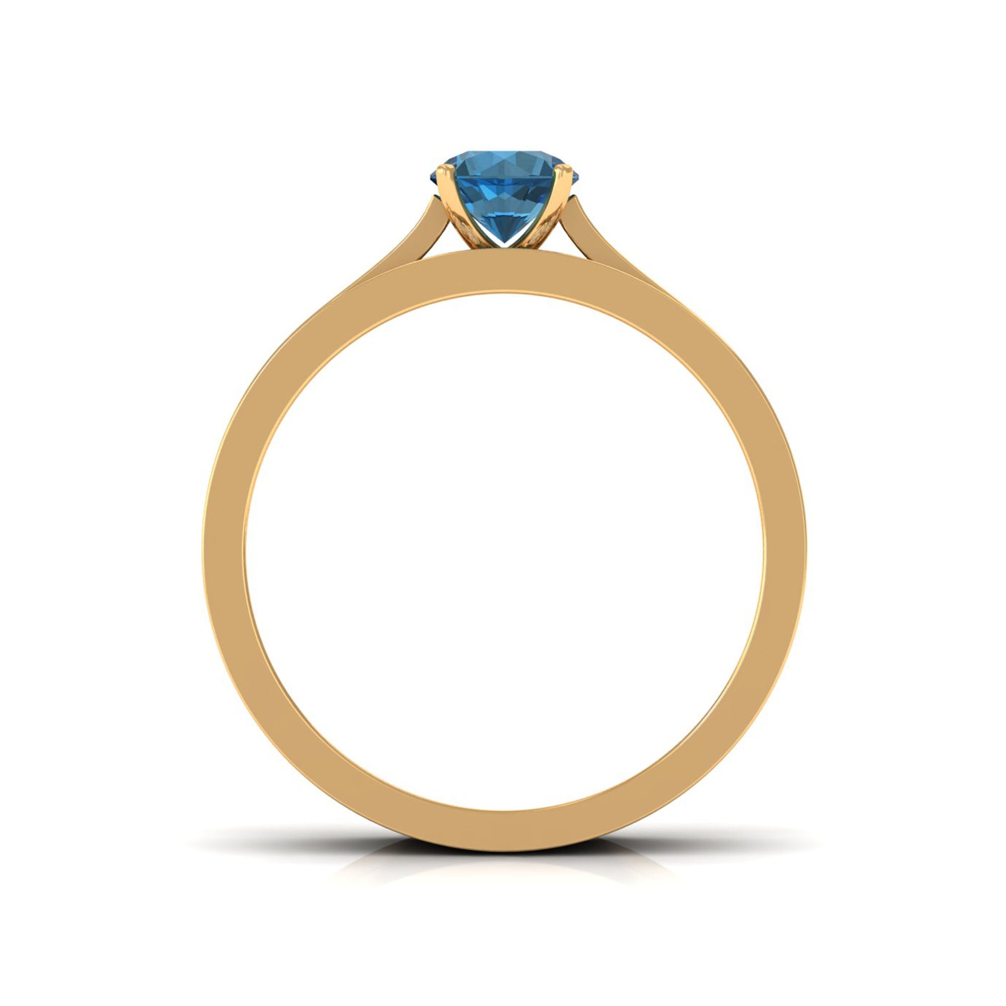 5mm London Blue Topaz Classic Engagement Ring with Diamond Wedding band AAA - Rosec Jewels