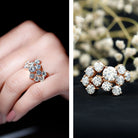 Certified Round Moissanite Cluster Engagement Ring for Women D-VS1 - Rosec Jewels