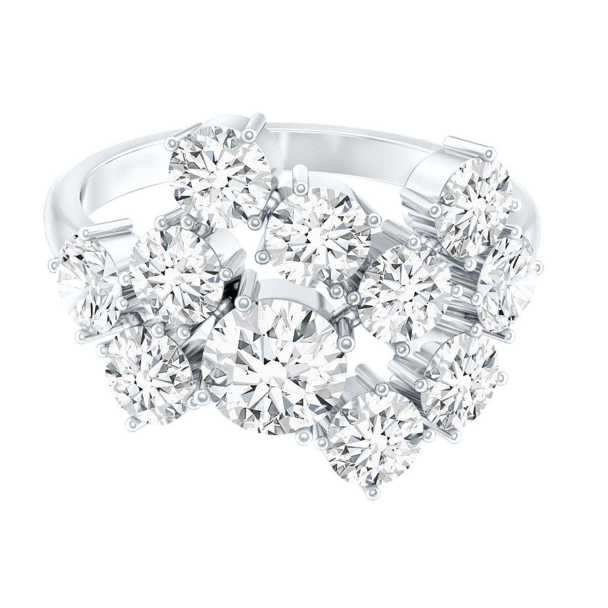 Certified Round Moissanite Cluster Engagement Ring for Women