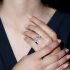 Certified Round Moissanite Cluster Engagement Ring for Women D-VS1 - Rosec Jewels