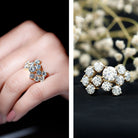 Certified Round Moissanite Cluster Engagement Ring for Women D-VS1 - Rosec Jewels