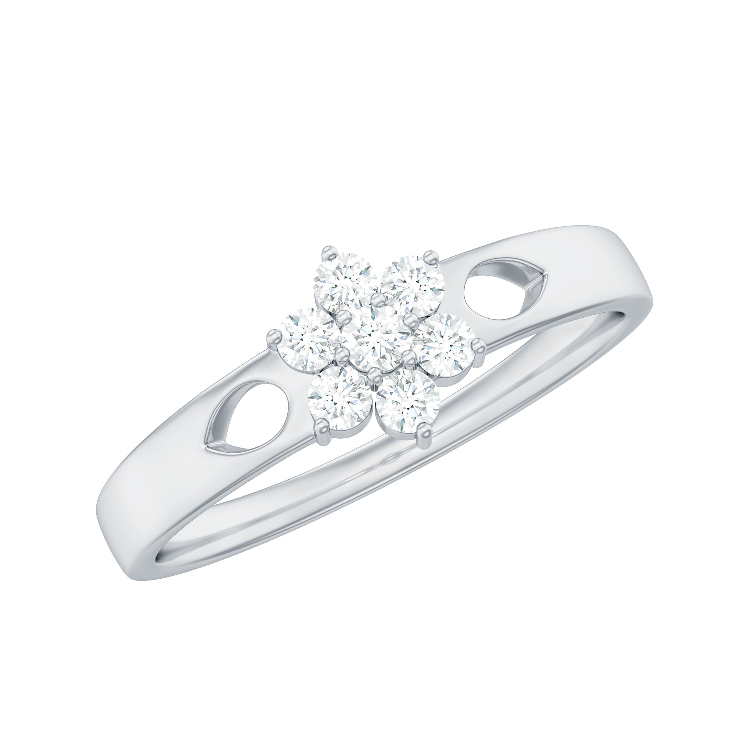 Round Shape Real Diamond Flower Anniversary Ring in Gold