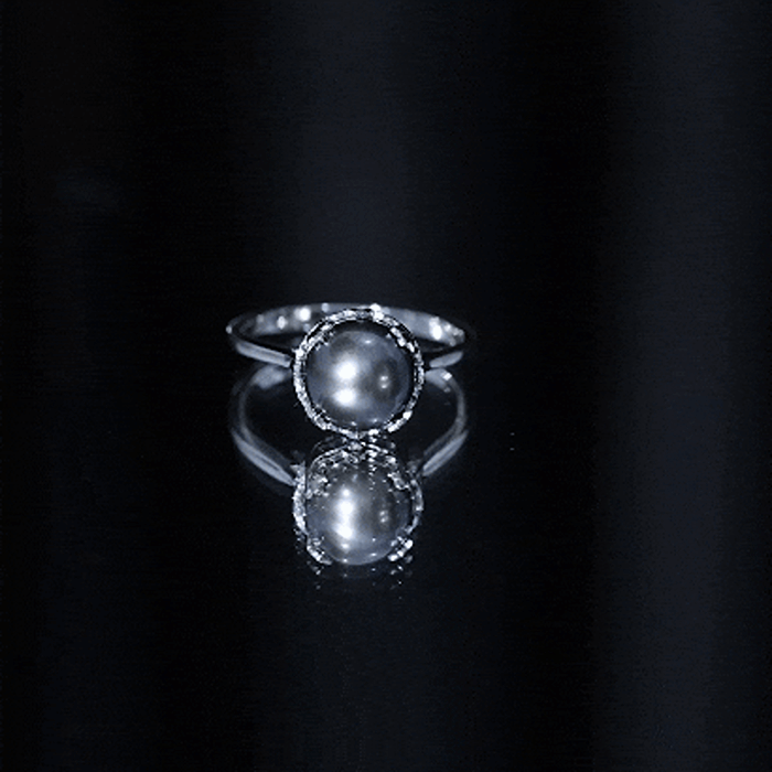 Handpicked Genuine Black Tahitian Pearl Engagement Ring AAA - Rosec Jewels