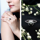 Handpicked Genuine Black Tahitian Pearl Engagement Ring AAA - Rosec Jewels