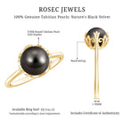 Handpicked Genuine Black Tahitian Pearl Engagement Ring AAA - Rosec Jewels