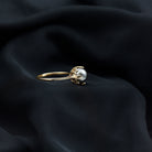 Handpicked Genuine Black Tahitian Pearl Engagement Ring AAA - Rosec Jewels