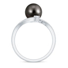 Rosec Jewels-Tahitian Black Pearl Bypass Engagement Ring with Diamond