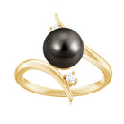 Rosec Jewels-Tahitian Black Pearl Bypass Engagement Ring with Diamond
