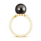 7.75 CT Designer Tahitian Pearl Solitaire Ring with Diamond AAA - Rosec Jewels