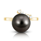 7.75 CT Designer Tahitian Pearl Solitaire Ring with Diamond AAA - Rosec Jewels