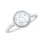 6mm Round Moissanite Solitaire Engagement Ring in Bezel Setting D-VS1 - Rosec Jewels