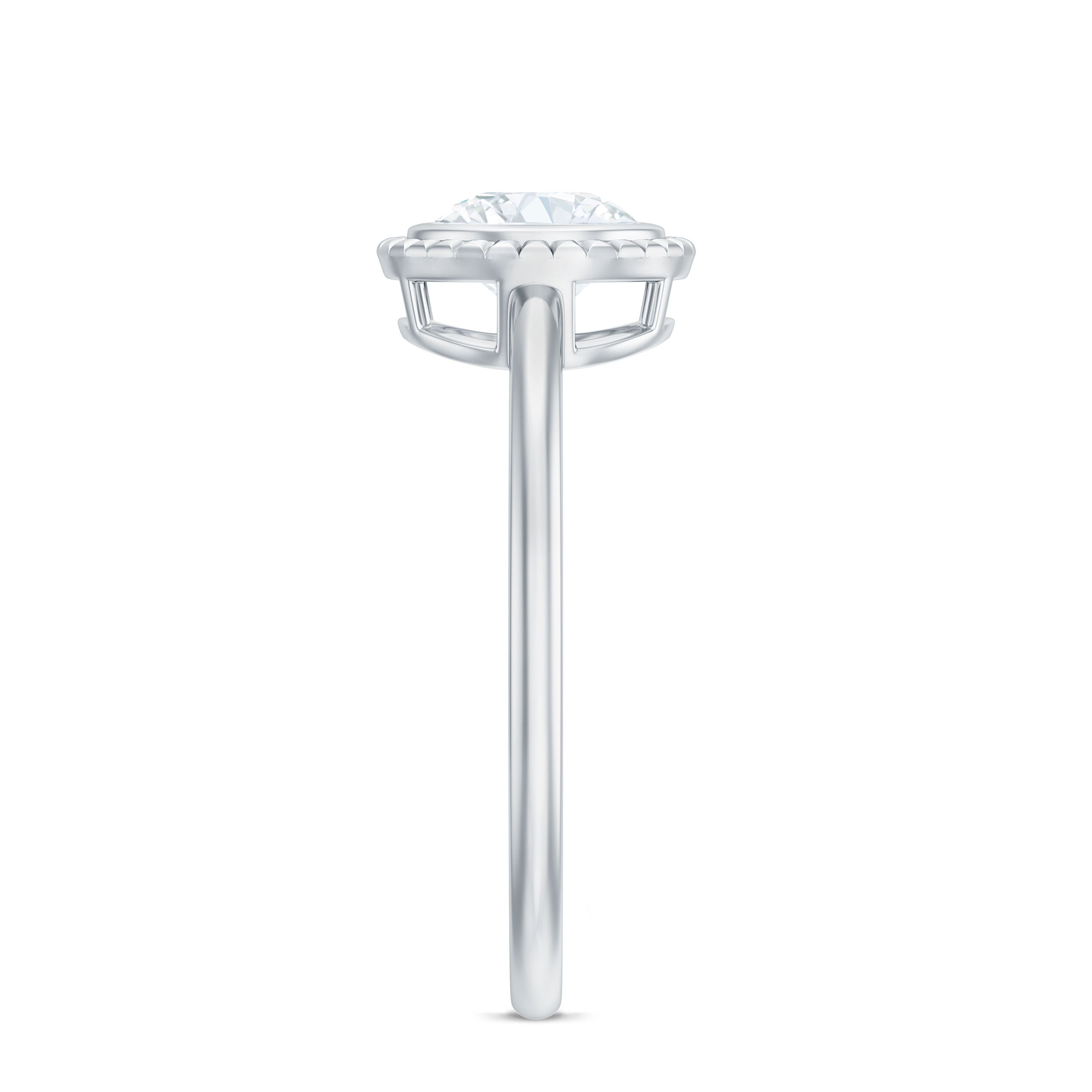 6mm Round Moissanite Solitaire Engagement Ring in Bezel Setting D-VS1 - Rosec Jewels