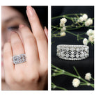 Certified Moissanite Vintage Wedding Band Ring D-VS1 - Rosec Jewels