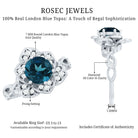 London Blue Topaz and Diamond Cocktail Flower Engagement Ring AAA - Rosec Jewels