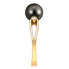 Solitaire Tahitian Pearl Contemporary Engagement Ring with Diamond AAA - Rosec Jewels