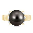 7.50 Carat Real Tahitian Black Pearl Solitaire Engagement Ring AAA - Rosec Jewels
