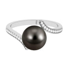 Tahitian Pearl Bypass Engagement Ring with Diamond AAA - Rosec Jewels