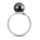 Tahitian Pearl Bypass Engagement Ring with Diamond AAA - Rosec Jewels