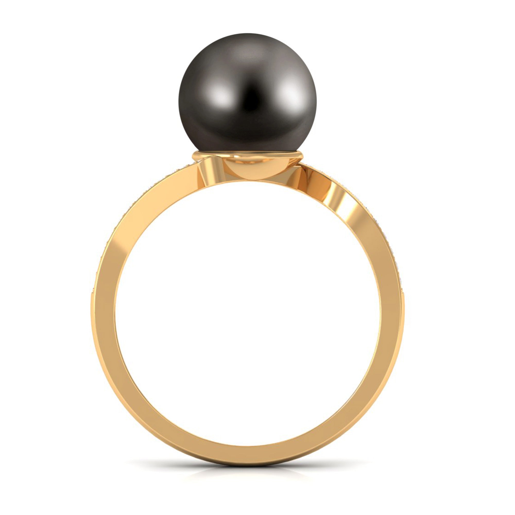 Tahitian Pearl Bypass Engagement Ring with Diamond AAA - Rosec Jewels
