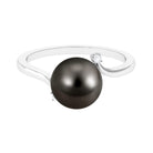7.5 Carat Solitaire Tahitian Pearl Bypass Engagement Ring with Diamond AAA - Rosec Jewels