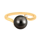 7.5 Carat Solitaire Tahitian Pearl Bypass Engagement Ring with Diamond AAA - Rosec Jewels